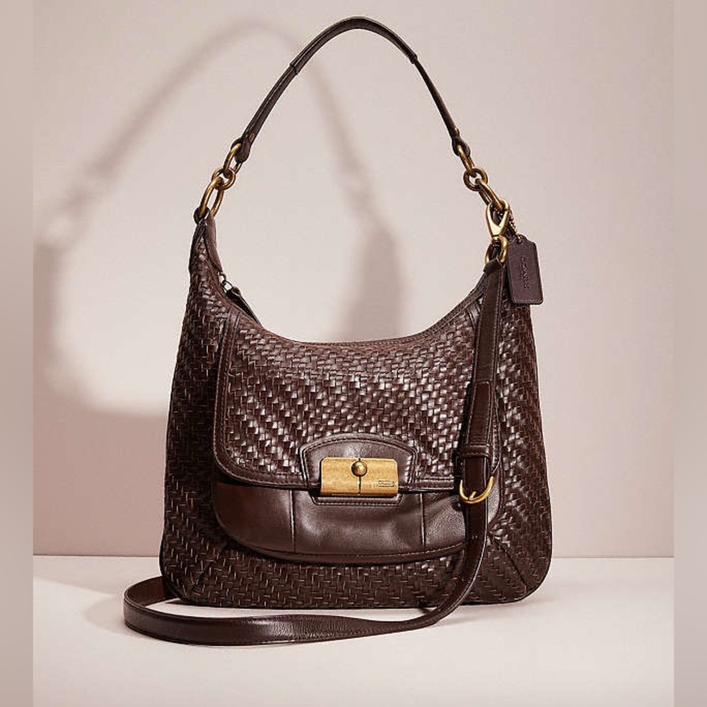 Coach Kristin Woven Brown Leather Hobo, New with tags, Chocolate color (Cacao)